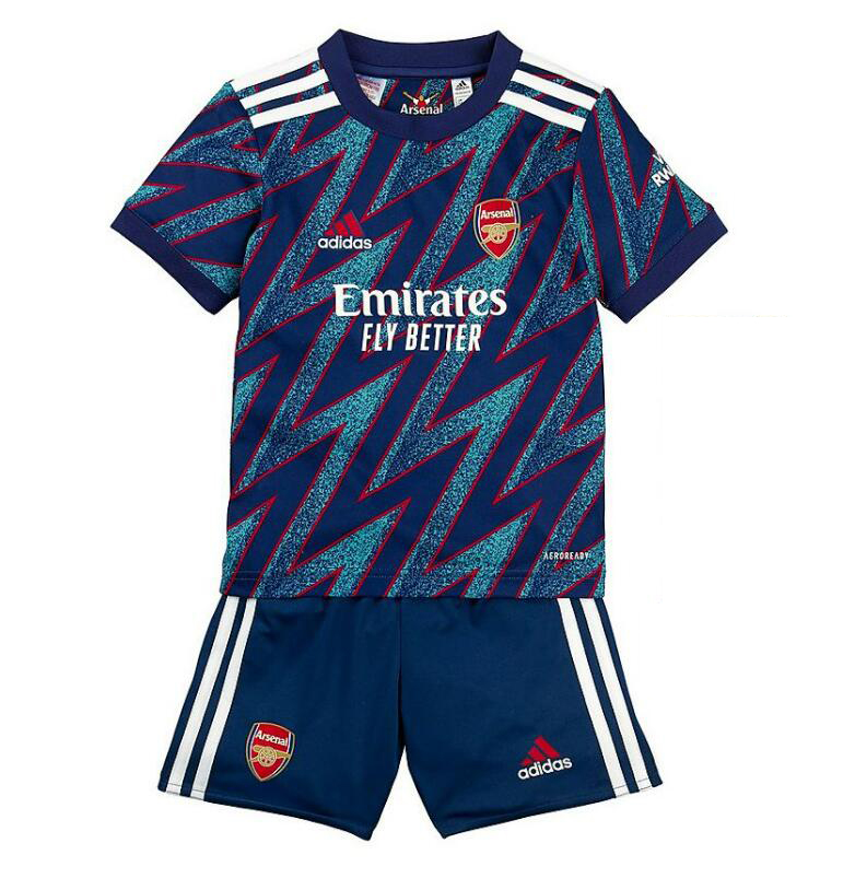 2021/22 Arsenal Kids Third Away Soccer Kits Shirt With Shorts